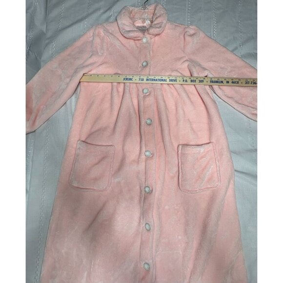 Vintage Vermont Country Store Pink Plush Button-Up Robe Pockets S Peter Pan - Picture 6 of 11